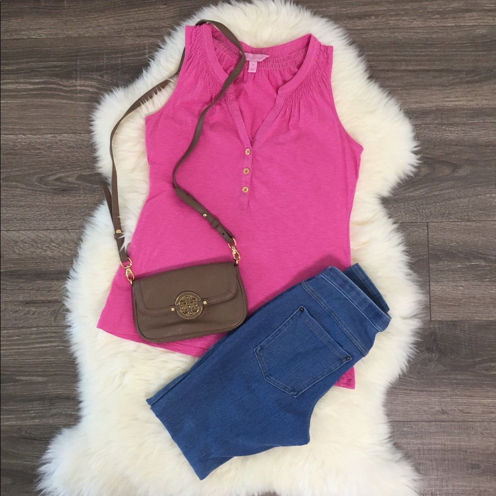 XS Pink Lily Pulitzer Sleeveless Button Down Shirt